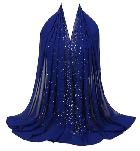 Glitter Shawl Scarf for Women Pearl Chiffon Solid Hijab Muslim Solid Color Soft Hijab Head Wrap Shawl Scarf