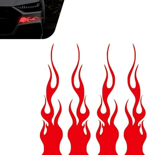 5.9'' Flame Reflective Sticker, Self-Adhesive Waterproof Vinyl De...