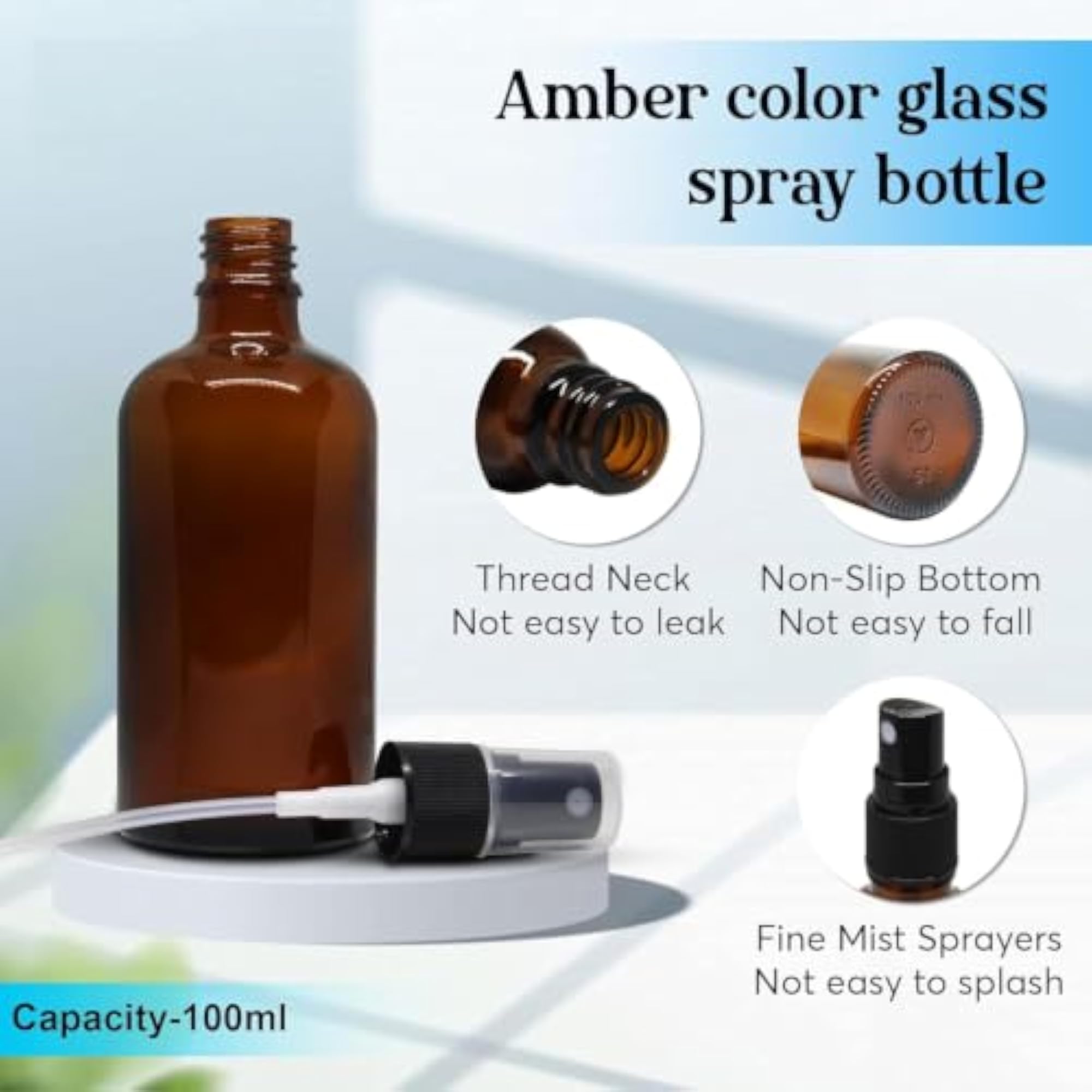 Amber Glass Spray Bottles 100ml Pack of 12