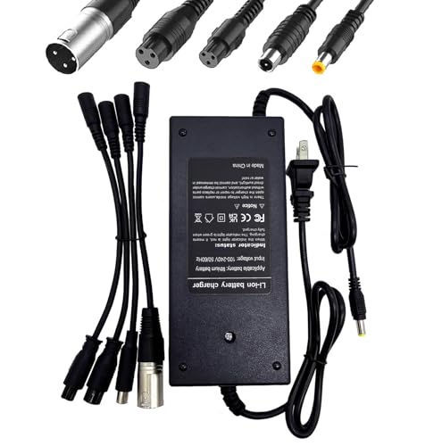 42V 2A (5 Plugs) Charger for Jetson Voyage Razor Swagtron Bird Gotrax Ninebot Segway Hiboy 36V 10S Lithium-ion Battery Converter Interfaces 3 Prong (8mm/12mm) DC (5.5 * 2.5/2.1mm) 8mm RCA/3-Pin XLR