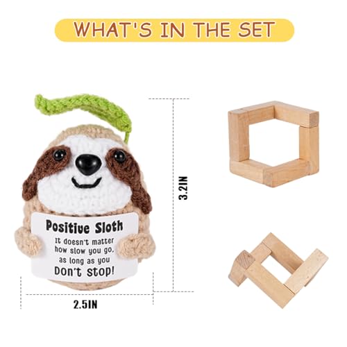 Gifts for Him Her, Positive Crochet Animals,Card Conten: Positive Sloth, It Doesn't Matter How Slow You Go, As Long As You Don't Stop! Encouragement Gifts for Women Men — view 2