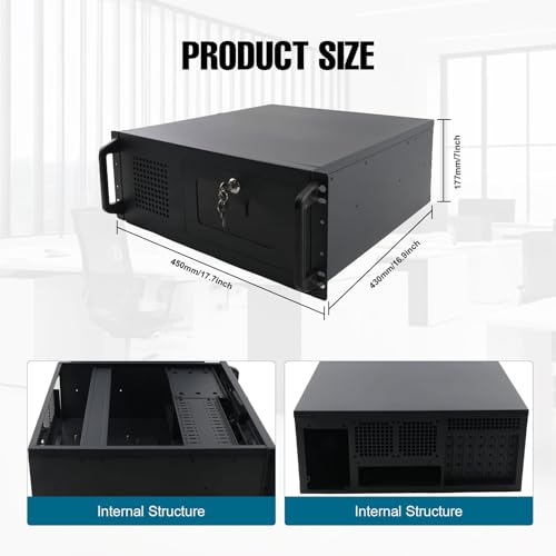 Gabinete para servidor 4U rackmount, con cierre de seguridad, 7 bahías de 3.5" y 2 de 5.25", para laboratorio casero, NAS y PC de streaming miniatura 6