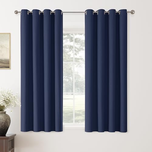 ChrisDowa Navy Blue Blackout Curtains 72 Inches Long 2 Panels for Bedroom