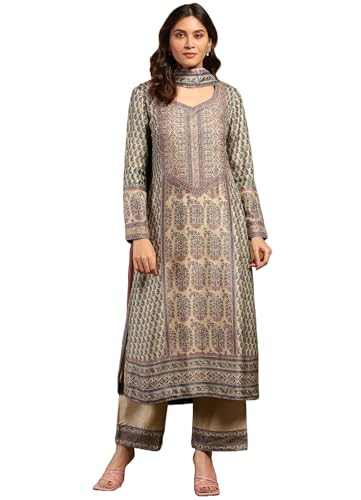 Image of GoSriKi Women's Rayon Viscose Printed Straight Kurta with Pant & Dupatta