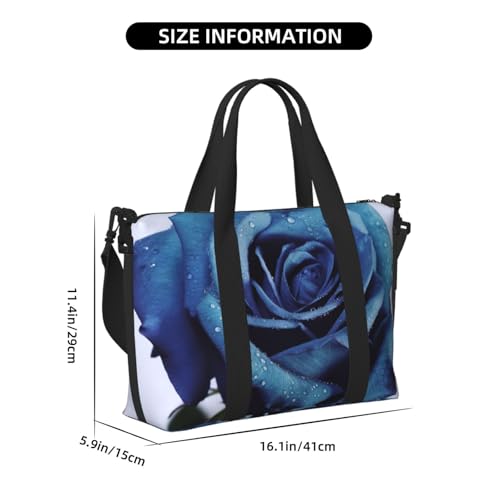Travel Duffel Bag for Women, Large Shoulder Weekender Overnight Bag, Sport Gym Bag for Men, Carry On Tote Bags, blue rose blooms Luggage Bag for Travel Essentials3