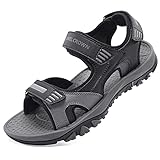  CAMEL CROWN Herren Sandalen Outdoor Sports Wandersandalen Sommer Strand Wasserschuhe Trekking Wandern Schuhe Klettverschluss Grau Größe 43