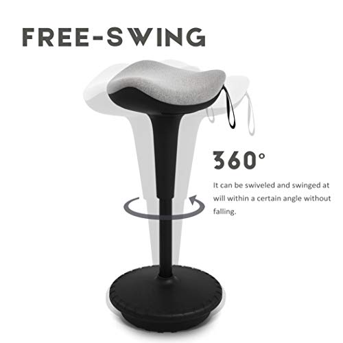 Image of IWMH Ergonomic Wobble Stools,Standing Desk Stool,Standing Office Stools,Adjusting Height and swivels 360Working seat for Bedroom, Kitchen, Living Room (Grey)