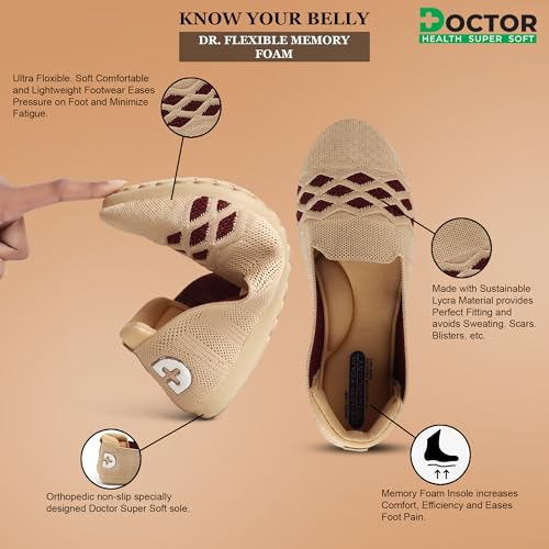 Image of DOCTOR HEALTH SUPER SOFT Women Breathable Knit Running Shoe | Lightweight Slip-On Casual Shoes | Comfortable Walking Loafers Anti-Slip Everyday Wear Footwear