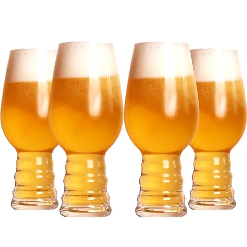 Image of Sipologie Craft IPA Beer Glass 410ml, Set of 4 - Designed to Accentuate Flavour Profiles of IPAs - Great Beer Mug for Gifting