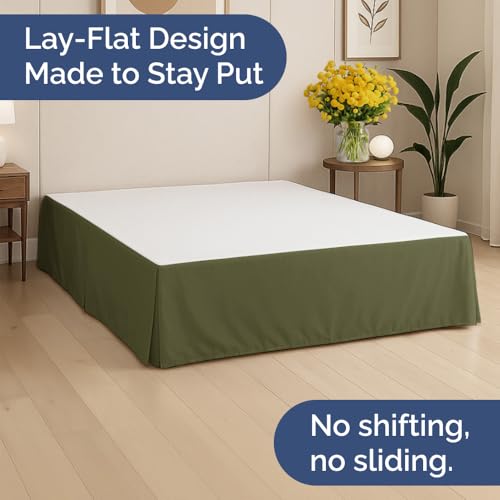 Pleated Bed Skirt Twin Size - 3 Sided Pleated Bed Skirt Twin - Ultra-Soft, Easy Fit with 15 Inch Tailored Drop - Hotel Quality, Wrinkle & Fade Resistant - for Women, Men, Kids and Teens - Sage Green