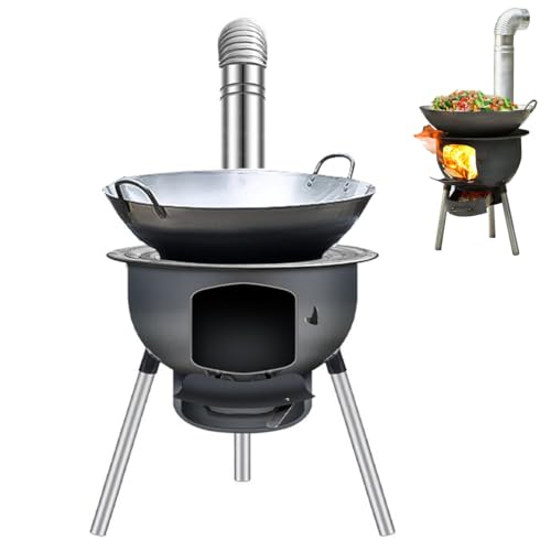 LITAITAI Wood Burning Stove,WoodStove With Chimney Pipes,Small Camping Wood Stove With Anti-Spark and Adjustment Pipe,Hunting,fishing,Cooking,Heating,Drying Clothes Hot Tent Stove(52cm/20.4in)