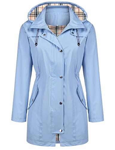 Women's Windbreaker Jackets Waterproof Lightweight Rain Jacket Hooded Outdoor Hiking Active Coats #TOP6