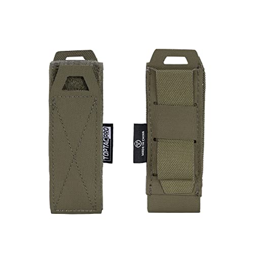 Toptacpro Single Pistol Mag Pouch Molle Elastic Open Top Mag Pouch For 9Mm .40 S&W .45 Acp Mp5 Mag Pouch（Ranger Green） #TOP1