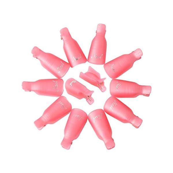HiMo-10PC-Plastic-Acrylic-Nail-Art-Soak-Off-Cap-Clip-UV-Gel-Polish-Remover-Wrap-Tool-Pink HiMo 10PC Plastic Acrylic Nail Art Soak Off Cap Clip UV Gel Polish Remover Wrap Tool (Pink)