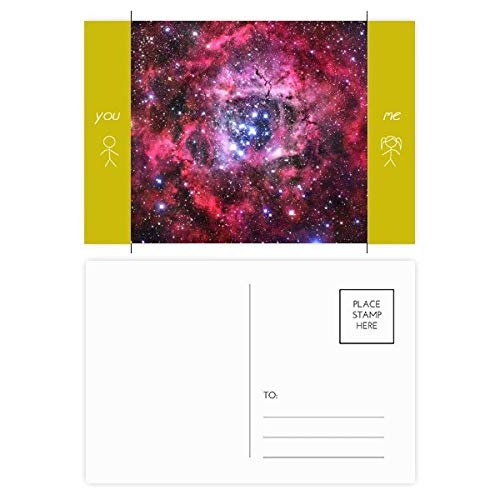 Carte postale motif Rosette Nebula et rose rouge, le lot de 20 pièces idéal à offrir à un ami
