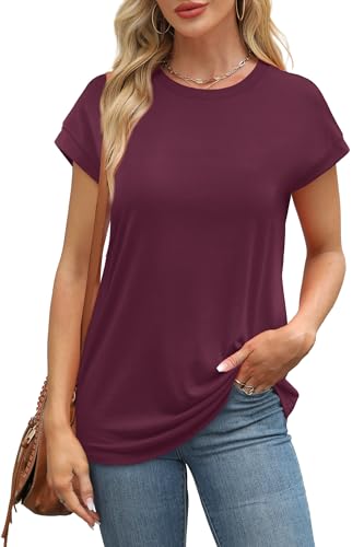 Image of Alaroo Womens Summer Tops Short Sleeve Shirts Crew Neck Cute Trendy Tunic Blouses (S-3XL)