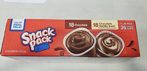 COS-SL Snack Pack Pudding Variety 2 Combo Pack of 36 Cups 3.75 Oz