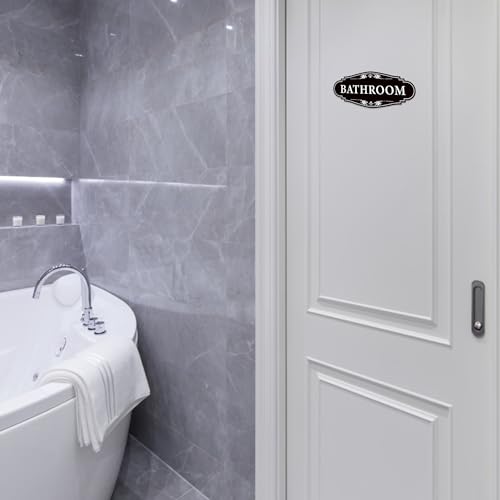 bathroom sign sticker for business and homeself-adhesive cute bathroom decor for doorwaterproof vinyl restroom sign for homeofficeshopblack