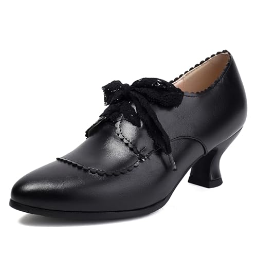 Vintage Oxford Heels for Women Retro Wingtip Brogues
