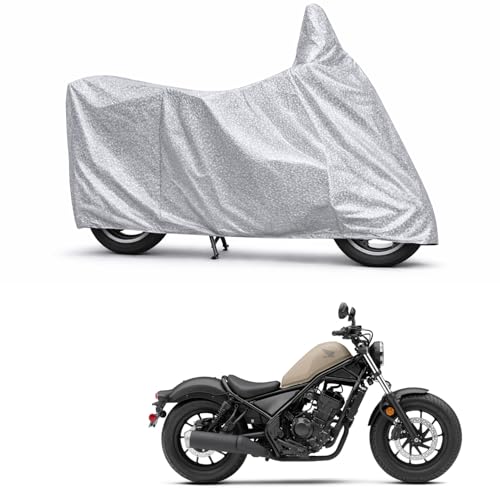 Image of 100% Waterproof Two Wheeler Body Cover Multi Layered Fabric Designed for Honda Rebel 300 | Belt Buckle Lock | Silver Mag