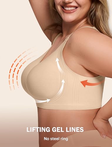 Image of LetsJoli Bras for Women Supportive Wireless Push Up Bra Full Coverage No Underwire Seamless Plus Size for Older Women