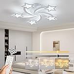 ZAITINZ LED Ceiling Light Dimmable, 50W Flush Ceiling Lights with Remote Control,Stars Chandeliers Ceiling Lamp for Bedroom Living Room Kitchen Game Room,3000-6000k, White