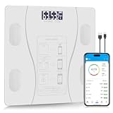 Bascula Digital Corporal, Conexión Bluetooth y App Recargable USB, Blanco
