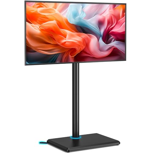 TVON Support TV au Sol pour Téléviseurs de 32 à 60 Pouces, Support TV Haut avec Pieds de Support, Support TVs d'angle Slim, Hauteur Réglable, Pivotant, Max VESA 400x400mm jusqu'à 40kg