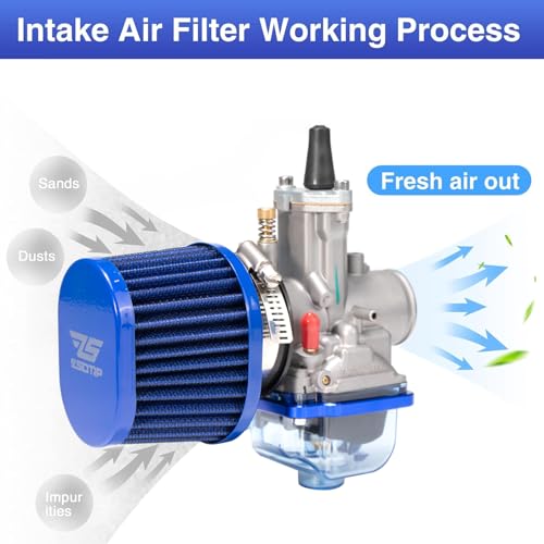 Image of 2PCS Motorcycle Air Filter Universal 42MM Replacement Engine Filter High Performance Air Filters Fit Motocross Carburetor Cleaner for Pit Bike Scooter Moped ATV (Blue 42MM)