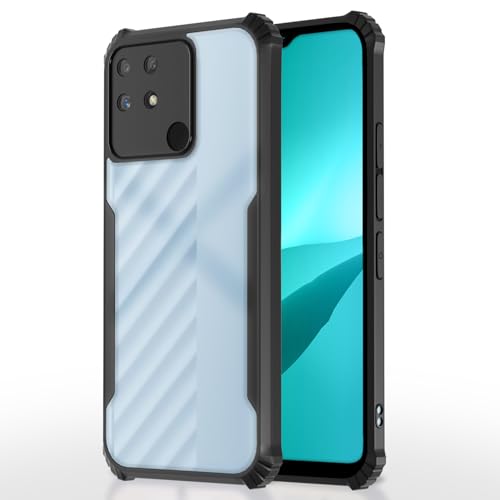 Image of Outlouders Back Cover for Realme Narzo 50A | Ultra Hybrid Transparent | Full Camera Protection | Raised Edge | Crystal Clear Bumper Case (Black)