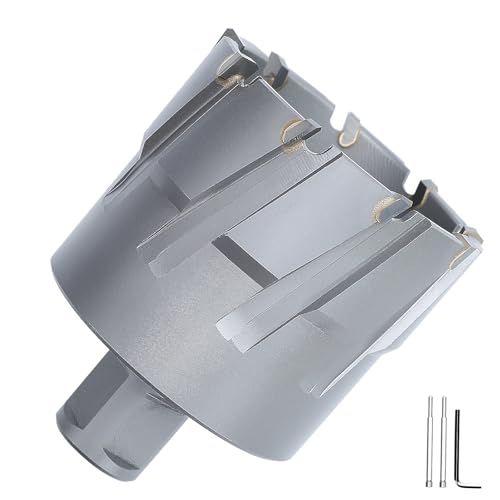 Image of GRIXLEN 2-3/4" x 1-3/8" Annular Cutter with Weldon Shank,70mm Carbide Tip Annular Drill Bit for Stainless Steel, Iron 1-3/8" Depth, 2-3/4" (70mm) Diameter