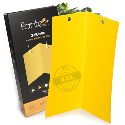 Panteer ® Yellow Stickers - Système de salle innovant - Augmentation du taux de capture grâce à deux panneaux jaunes inclinés - 10 pièces - Piège jaune (surface adhésive à l'avant) Cover