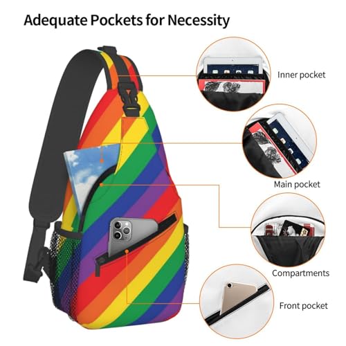 LGBT Gay Pride Rainbow Sling Bag for Women Men, Sling Backpack Chest Daypack Crossbody Backpack for Travel Hiking3