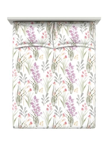 Image of DDECOR Live Beautiful 100% Cotton 145TC Floral King Bedsheet with 2 Pillow Covers | Rotary Printed Breathable Fabric | 224 CM X 254 CM | Luxury Bedding for Home | Cresta Collection | Lavender Purple
