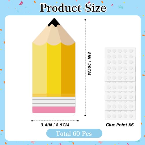 Image of Vuzvuv 60Pcs Paper Yellow Pencil Cutouts for Bulletin Board Decorations