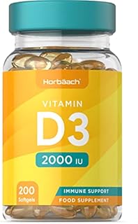 Vitamin D 2000IU | 200 Softgel Capsules | High Strength D3 Supplement | No Artificial Colours or Preservatives | by Horbaach