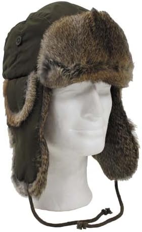 MFH Winter Cap Olive with Brown Rabbit Fur size M