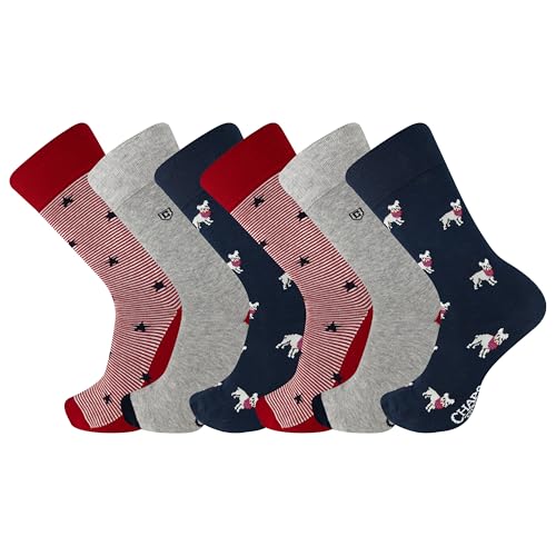 Chaps Mens Frenchies Stars Crew Socks 6 Pair Pack Blue Mens Shoe Size 6.5-12