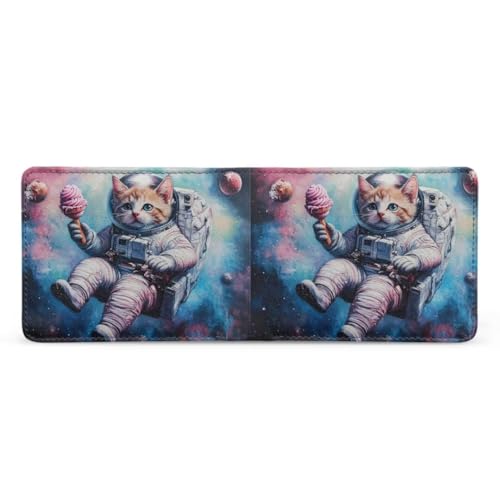 Image of Coldinair Astronaut Cat Boys Wallets for Kids 9-12 Outer Space Cool Wallet for Teen Boys Leather Bifold Wallet Credit Card Cash Id Holder Purse Coin Pocket Id Window for Men Boy Male Youth Guys