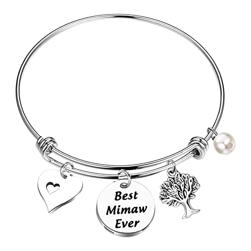 Image of LQRI Mimaw Gifts Best Mimaw Ever Bangle Bracelet Mawmaw Gift Grandma Birthday Gifts from Grandchildren Best Mamaw Ever Gift