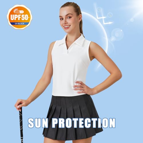 Turnhier Womens Sleeveless Golf Polo Shirts Quick Dry Collared V Neck Tennis Athletic Tank Tops2