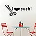 Decalcomanie da parete per cucina giapponese con citazione di sushi I love sushi adesivi da parete bacchette design cucina vinile arte sala da pranzo decorazione 57 x 24 cm