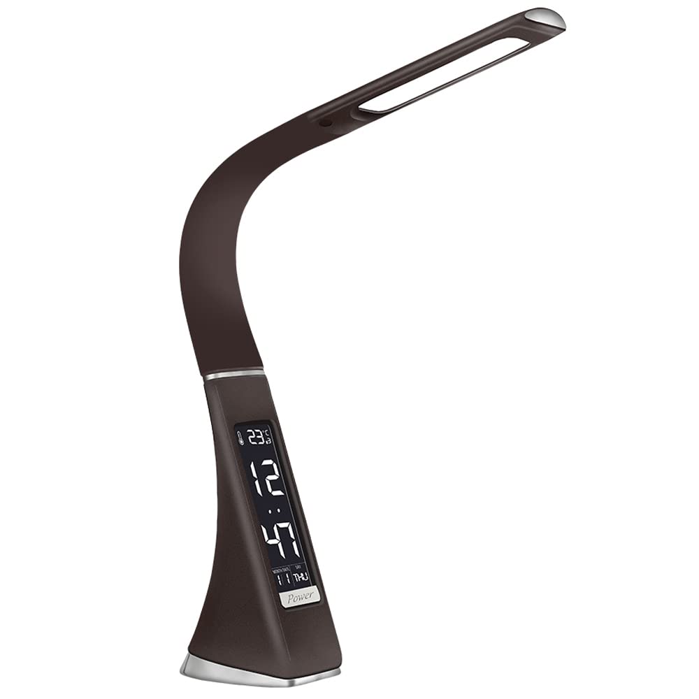 TPMAFF LED Eye Protection Desk Lamp,Flexible Gooseneck Desktop Table Lamp,perpetual Calendar,leather Pattern Simulation Leather Desk Light For Home Office,Light Touch Switch Dimmable