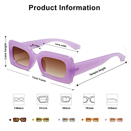 SOJOS Retro 90s Small Nude Rectangle Sunglasses Womens Mens Trendy Chunky Glasses4