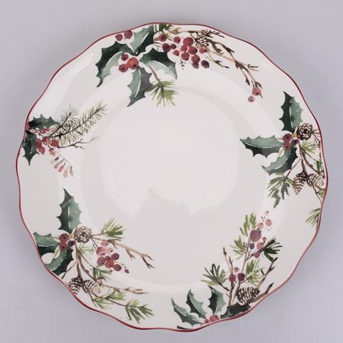 Villa d'Este Home Tivoli Set 6 Piatto piano in porcellana, Vintage Xmas