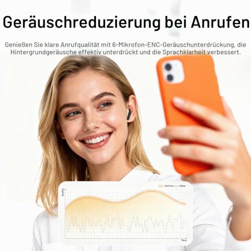 Adaptive Hybride Aktive Geräuschunterdrückung Kopfhörer Kabellos Bluetooth, Bluetooth 5.4 Kopfhörer mit 8 EQ-Modu… – Ansicht 4