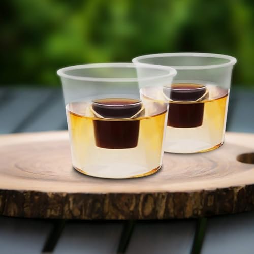 HOT BARGAINS Bomb Shot Glasses Pack of 50 Clear Plastic Cups 25ml Shot with 100ml Chaser