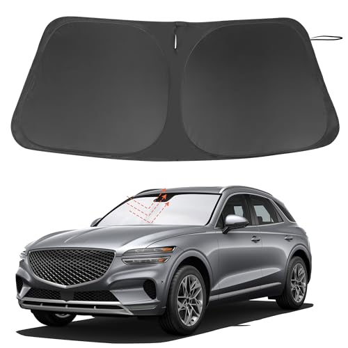 Image of Windshield Sun Shade Custom Fit for 2022 2023 2024 2025 2026 Genesis GV70 Accessories Foldable Sunshade Sun Blocker Protect Car from Sun Rays & Heat Damage Keep Car Cooler