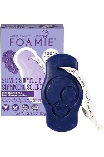 FOAMIE Silver Shampoo Bar for Blonde Hair, grape seed oil, Plastic-Free, pH-Balanced, Soap-Free, No Sulphates or Parabens. Made in the UK.