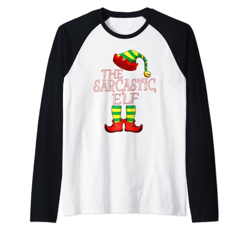 Sarcastic Elf Xmas Matching Family Christmas Holiday Costume Camiseta Manga Raglan